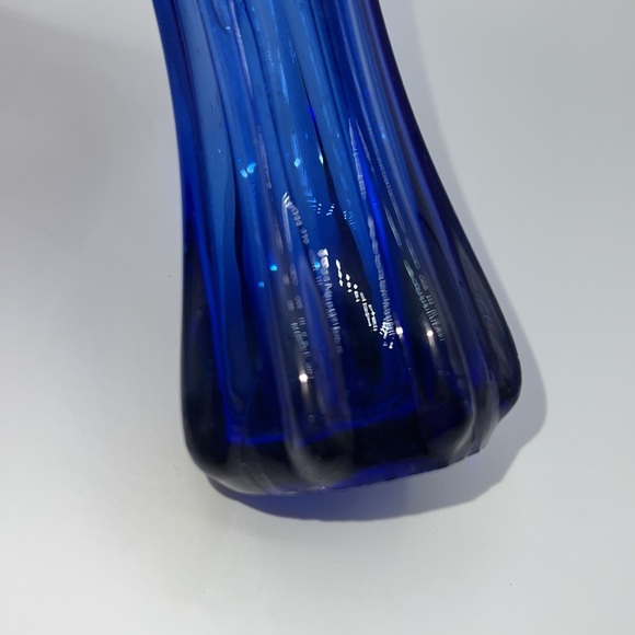 Vintage MCM 5 Finger Cobalt Blue Glass Swung Vase - Picture 6 of 12